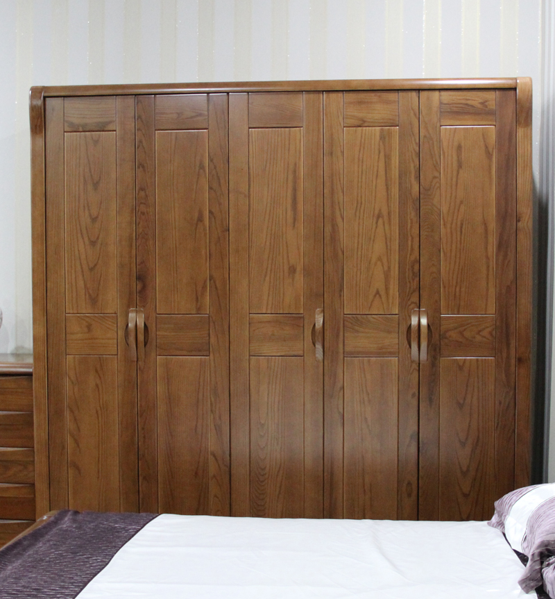 艾琦森家具 新中式 卧室 白蜡木 纯实木五门衣柜