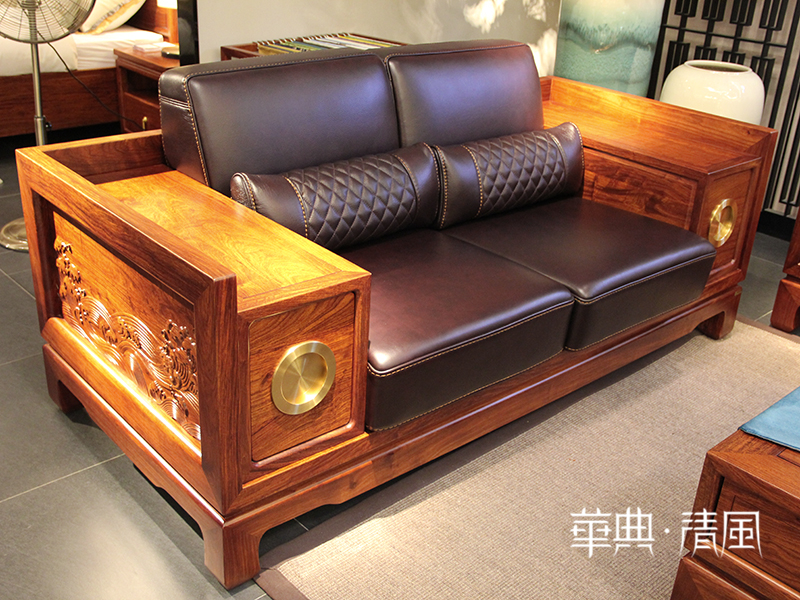 华典清风·欧尚格家居家具新中式客厅实木刺猬紫檀双人位沙发