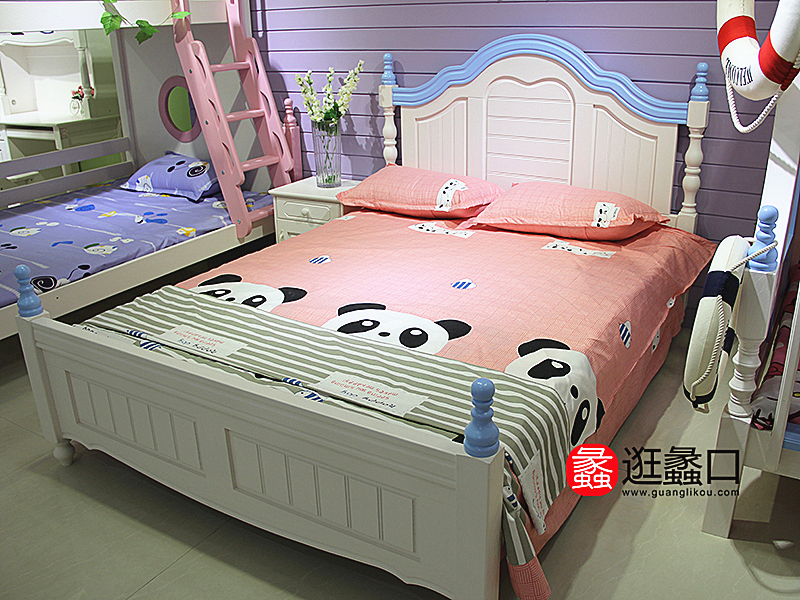 迪乐童年家具现代简约白色卧室儿童床