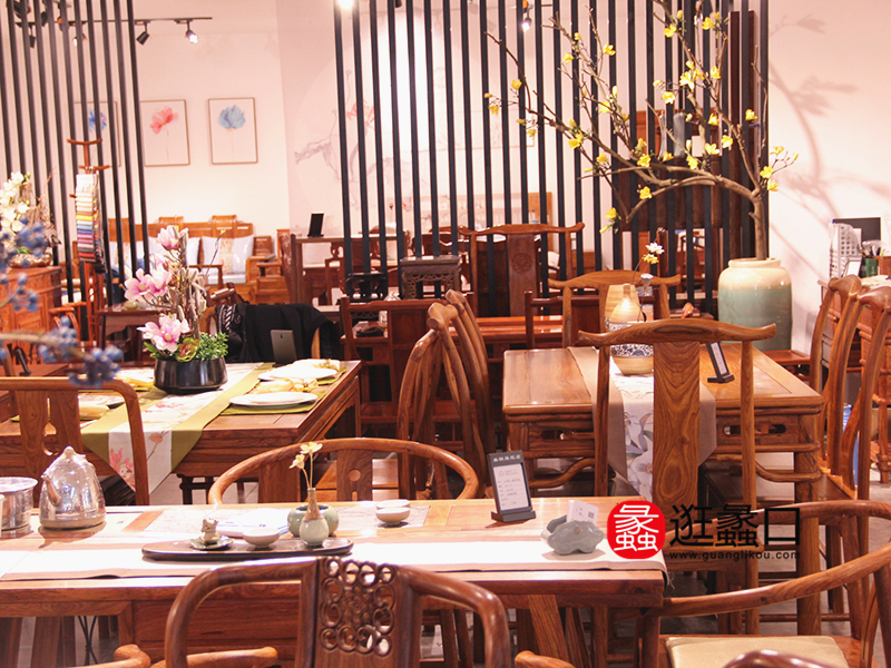 盛联红木家具中式餐厅实木餐桌椅