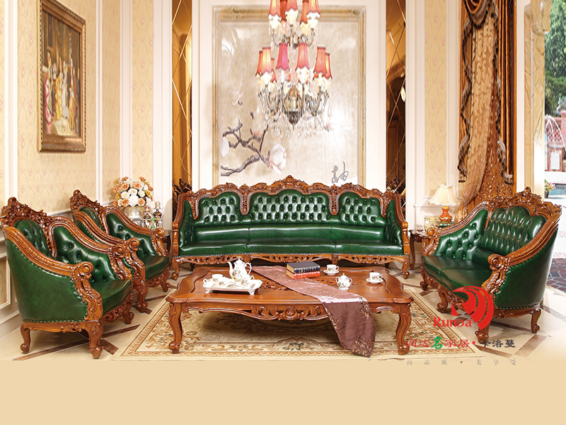 卡洛蔓·润达名家居欧式奢华别墅客厅进口柚木实木皮沙发