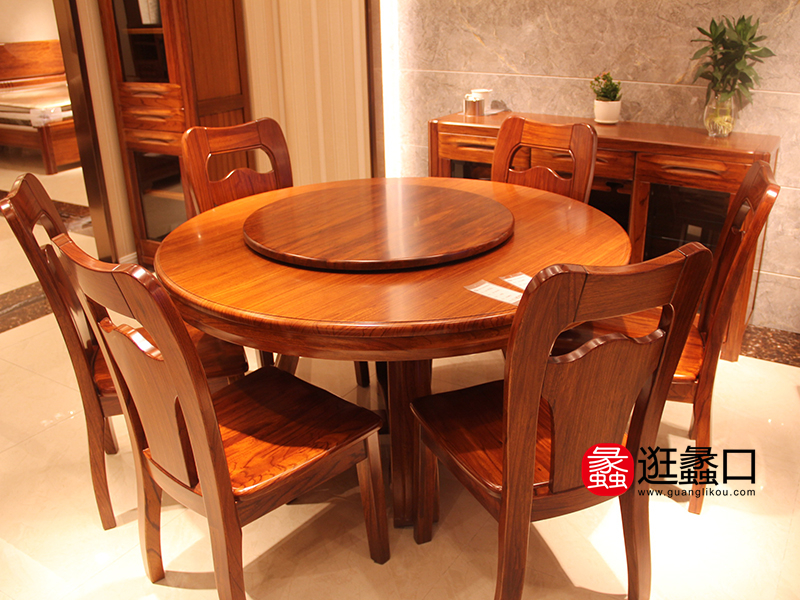 QIGONG奇工中式餐厅实木圆餐桌椅