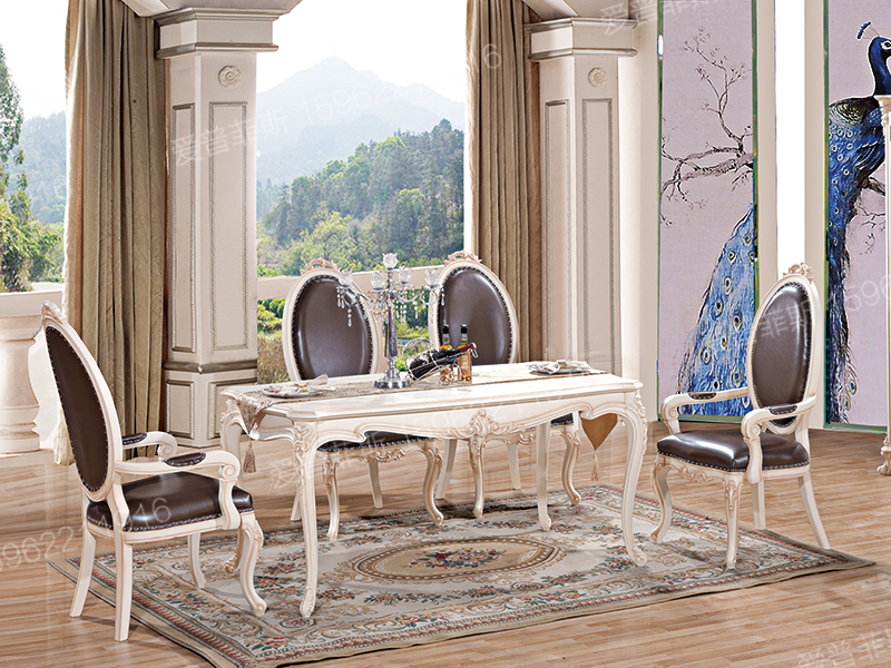 爱普菲斯家具欧式新古典餐厅实木雕花长餐桌椅E20/E11#餐椅/E20#酒柜
