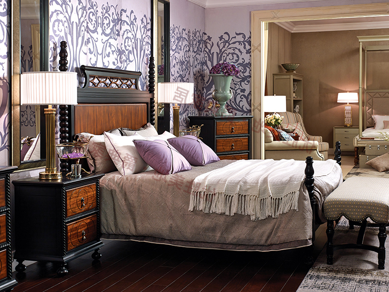 优胜美地家具·爵典家居美式卧室实木双人大床 斗柜