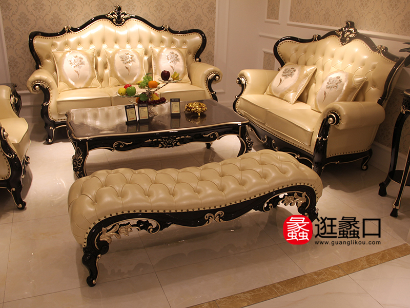 木香·阿曼达家具欧式新古典客厅实木双人位/三人位/单人位沙发组合
