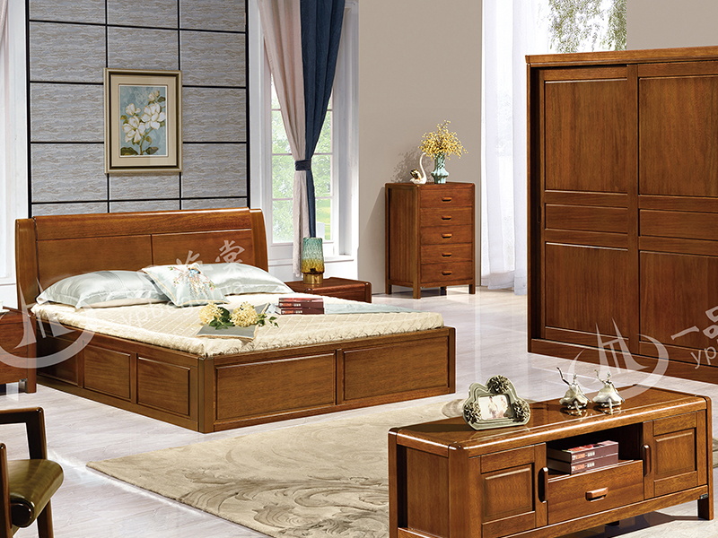 君诺家居·一品海棠家具 中式卧室海棠木实木双人床/床头柜/衣柜