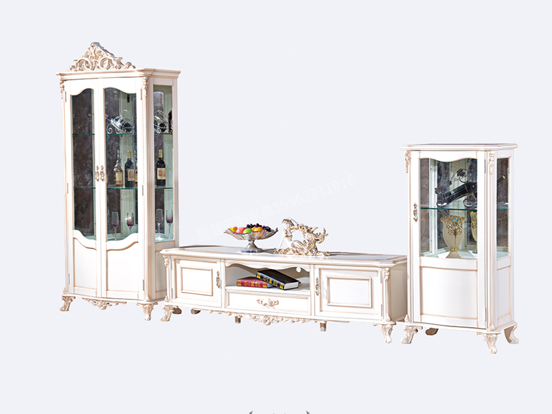 爱普菲斯家具欧式客厅古白色实木单/双门酒柜E20#