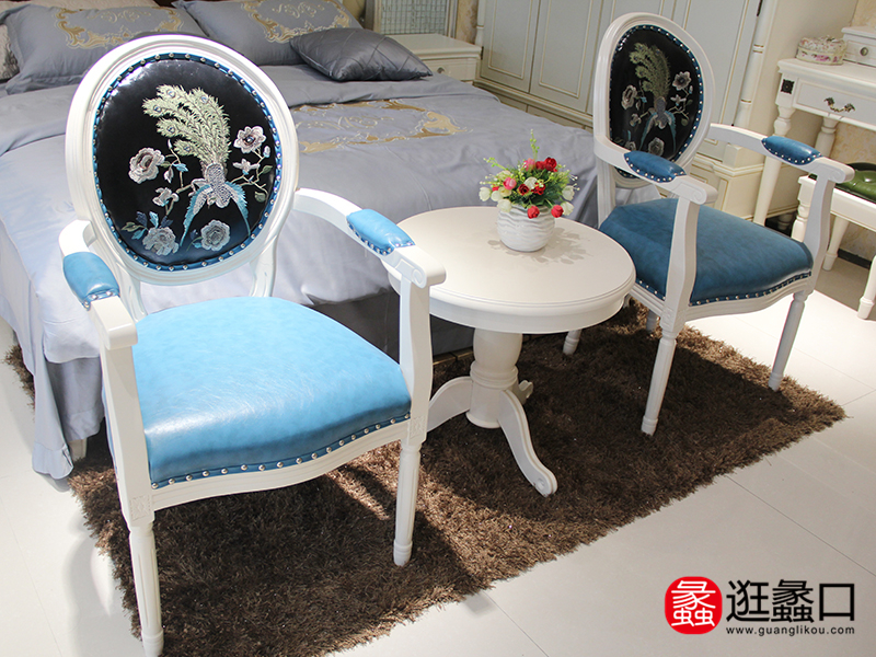 欧美嘉家具 简欧珍珠白时尚实木 休闲餐桌椅欧式餐厅餐桌椅