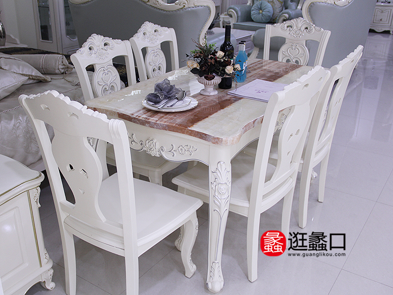 尚旺佳家具简美白色餐厅实木餐桌椅