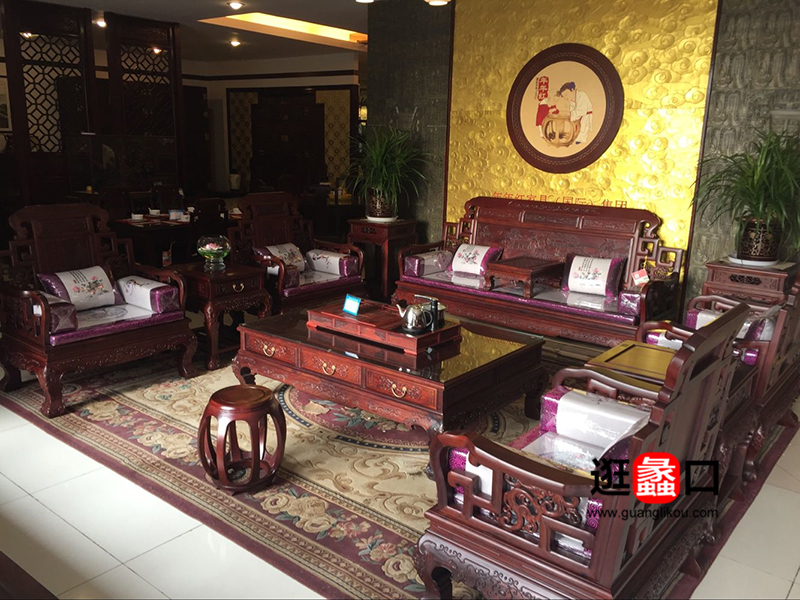 年年红木家具中式古典客厅红木双人位/三人位/单人位沙发组合/茶几