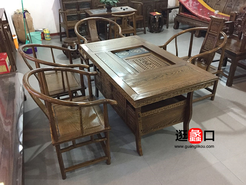 东升红木家具中式古典餐厅实木（红木）茶餐桌椅