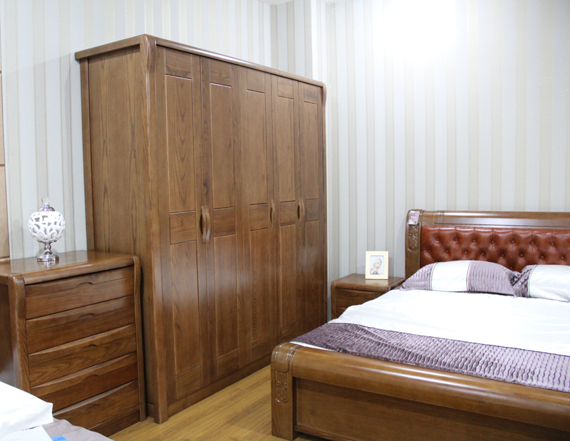 艾琦森家具 新中式 卧室 白蜡木 纯实木五门衣柜