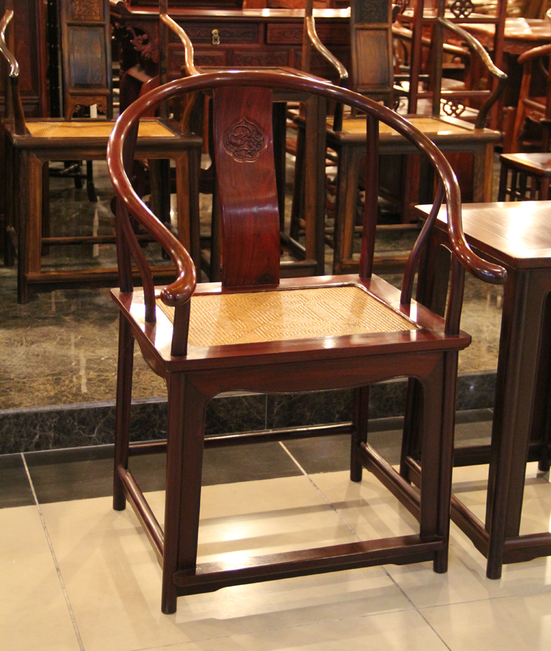华成世家红木家具中式古典小叶红檀明式藤面圈椅三件套