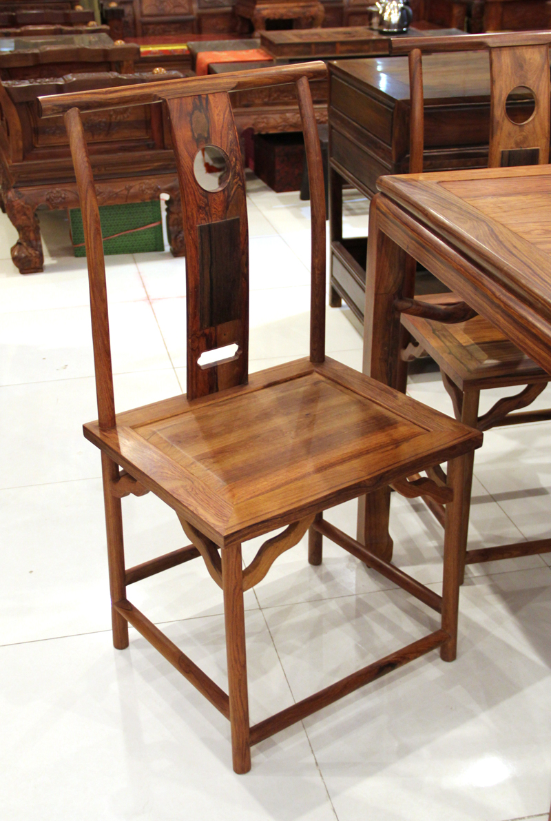 永发老红木中式古典缅甸酸枝明式餐桌椅（一桌4椅）