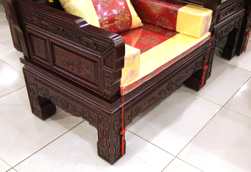 振鑫红木家具中式古典非洲酸枝汉宫沙发11件套 （三人+4单人+大茶几+2小方几+2大方几+小炕几）