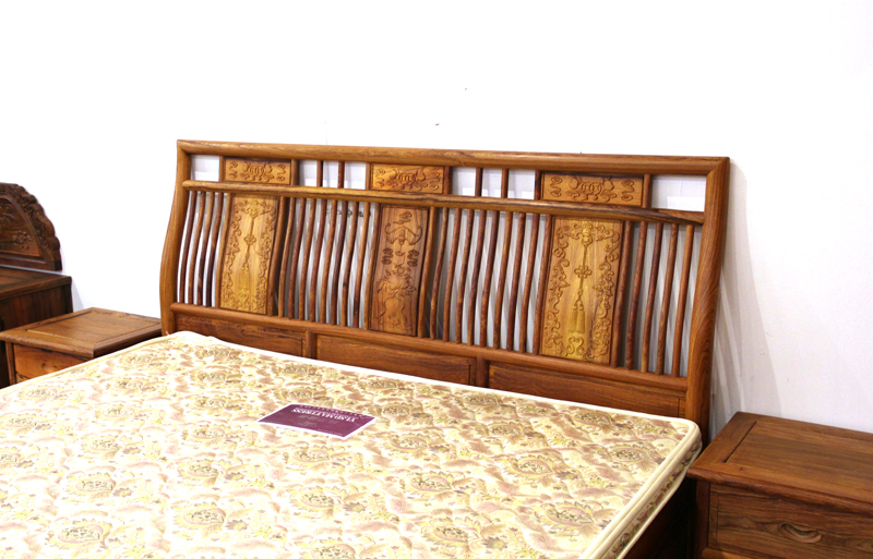 永发老红木中式古典明式套房1.8米明式床+2床头柜+两个衣柜组合