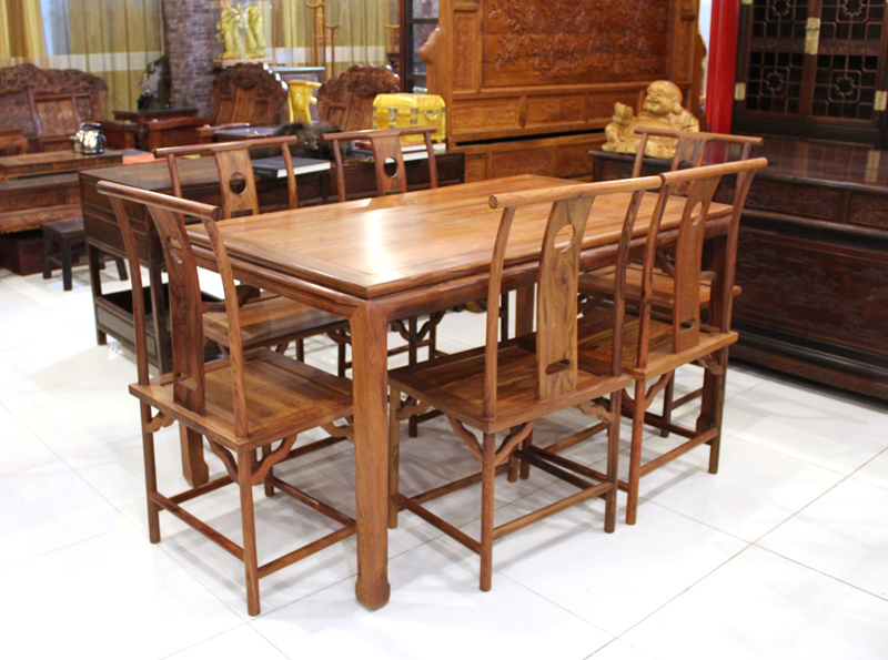 永发老红木中式古典缅甸酸枝明式餐桌椅（一桌4椅）