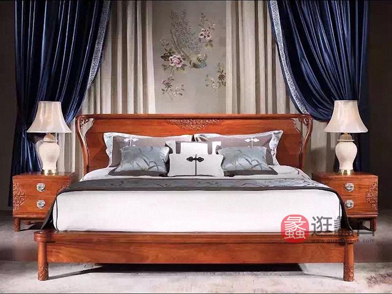 蠡口家具城和禾新中式家具新中式 苏作经典 卧室红木家具刺猬紫檀双人床/床头柜