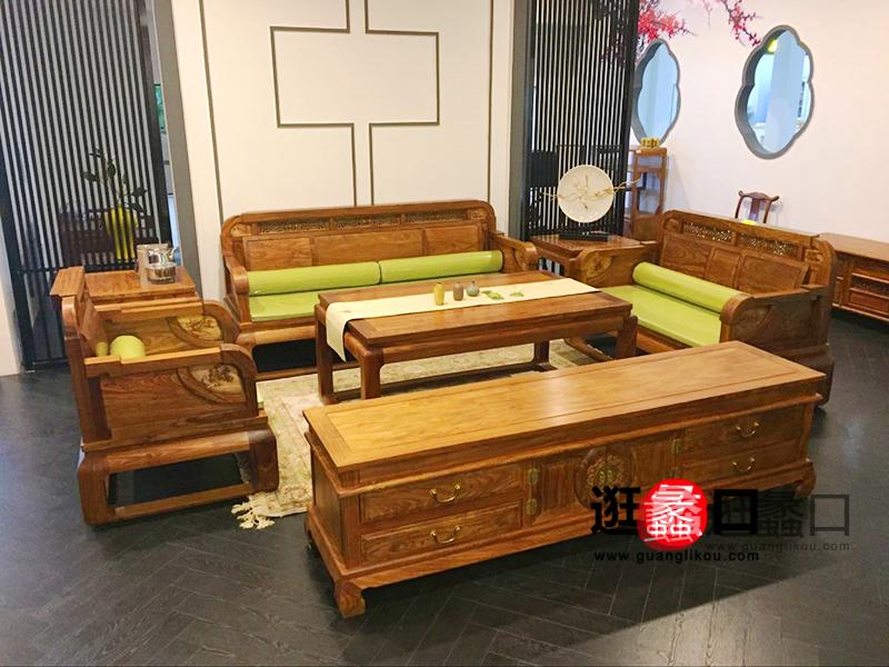 王氏红木家具中式实木双人位/三人位/单人位沙发组合/茶几