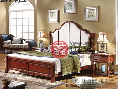 格林美居家具 美式卧室纯实木美国红橡木A502#床/505#贵妃沙发/A502#五门衣柜
