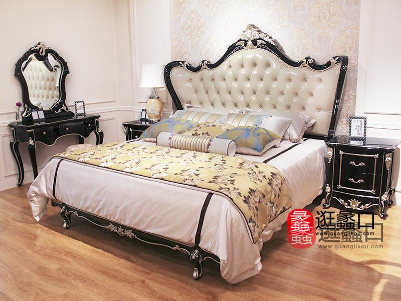 达森豪庭家具欧式新古典卧室实木双人床/床头柜