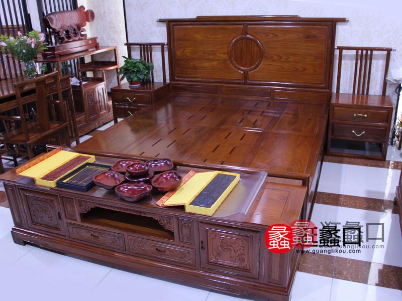 继红红木家具卧室红木实木仿古床/床头柜组合中式古典