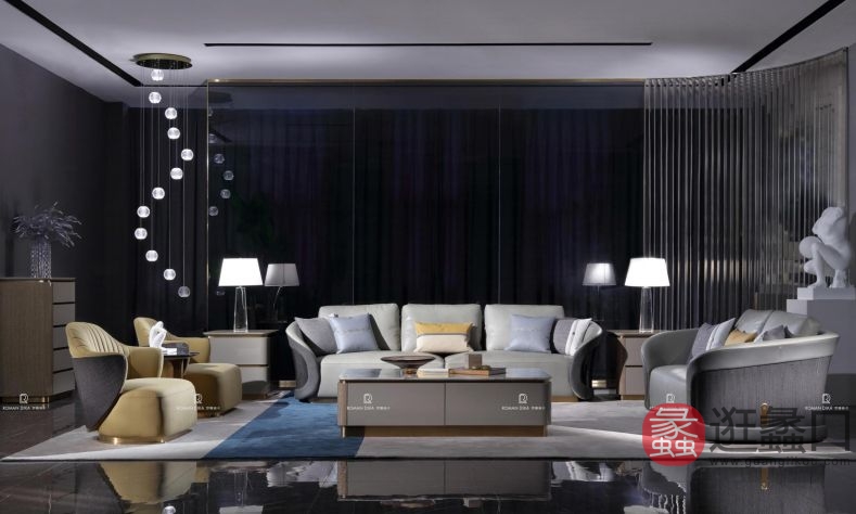 健辉家居·罗曼迪卡欧洲进口红榉木轻奢客厅沙发9705-领袖风范