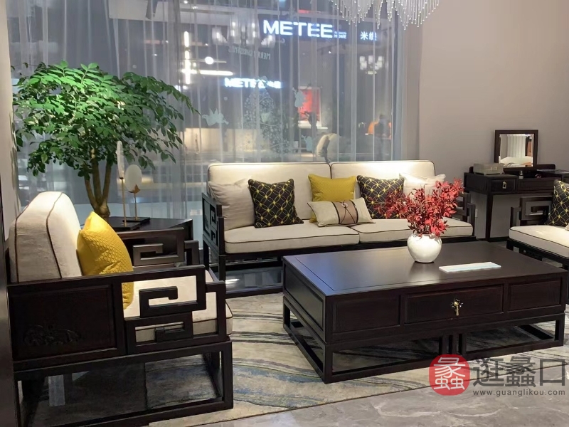 锦秀江南实木新中式优雅新款高级质感客厅沙发JXJN001