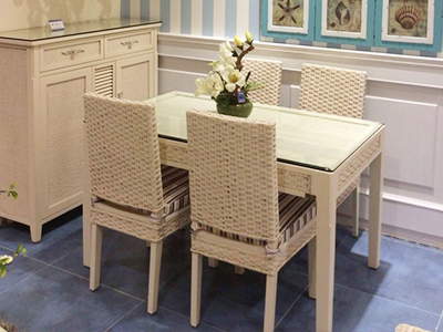 翡翠藤器家具东南亚餐厅餐桌椅香奈餐台/餐椅