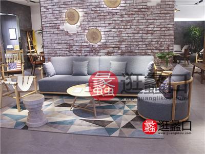 Creative（东创）新中式客厅实木布艺软包三人位沙发/单人位沙发/茶几