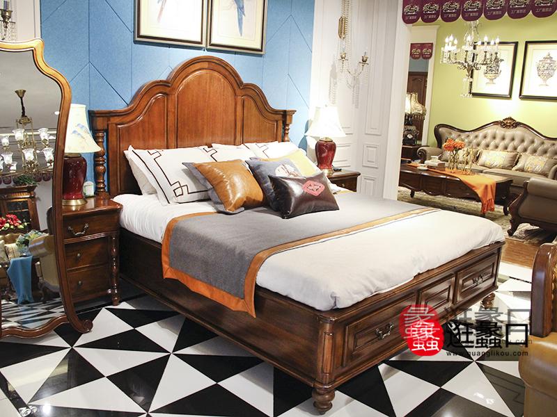 蠡口家具城圣多娜·美式生活家居美式卧室实木双人床/床头柜