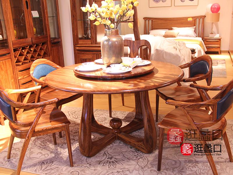 蠡口家具城麦诺芬家具中式餐厅实木餐桌椅（一桌六椅）