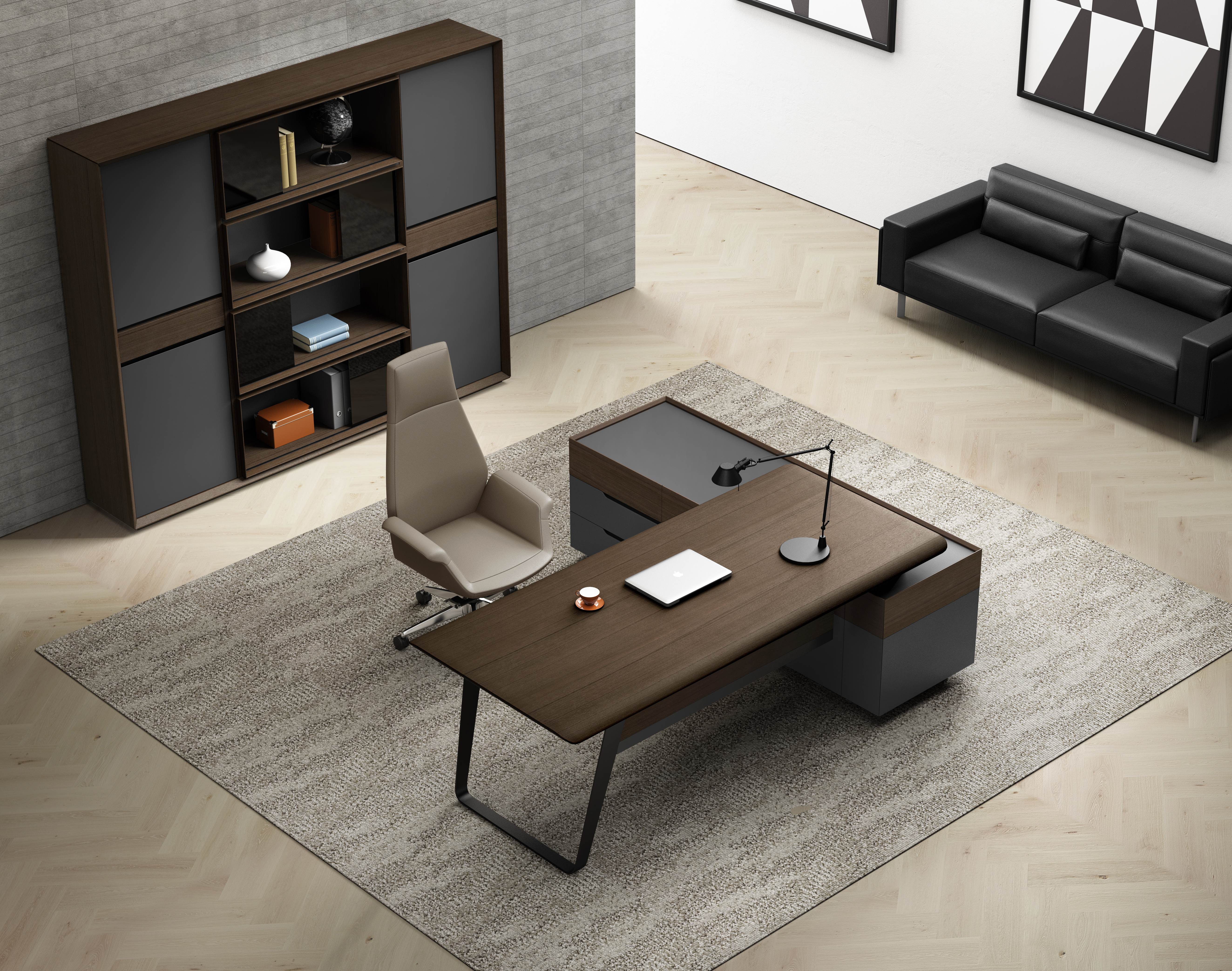 集和家具  意式极简老板桌 科尔卡诺Y012