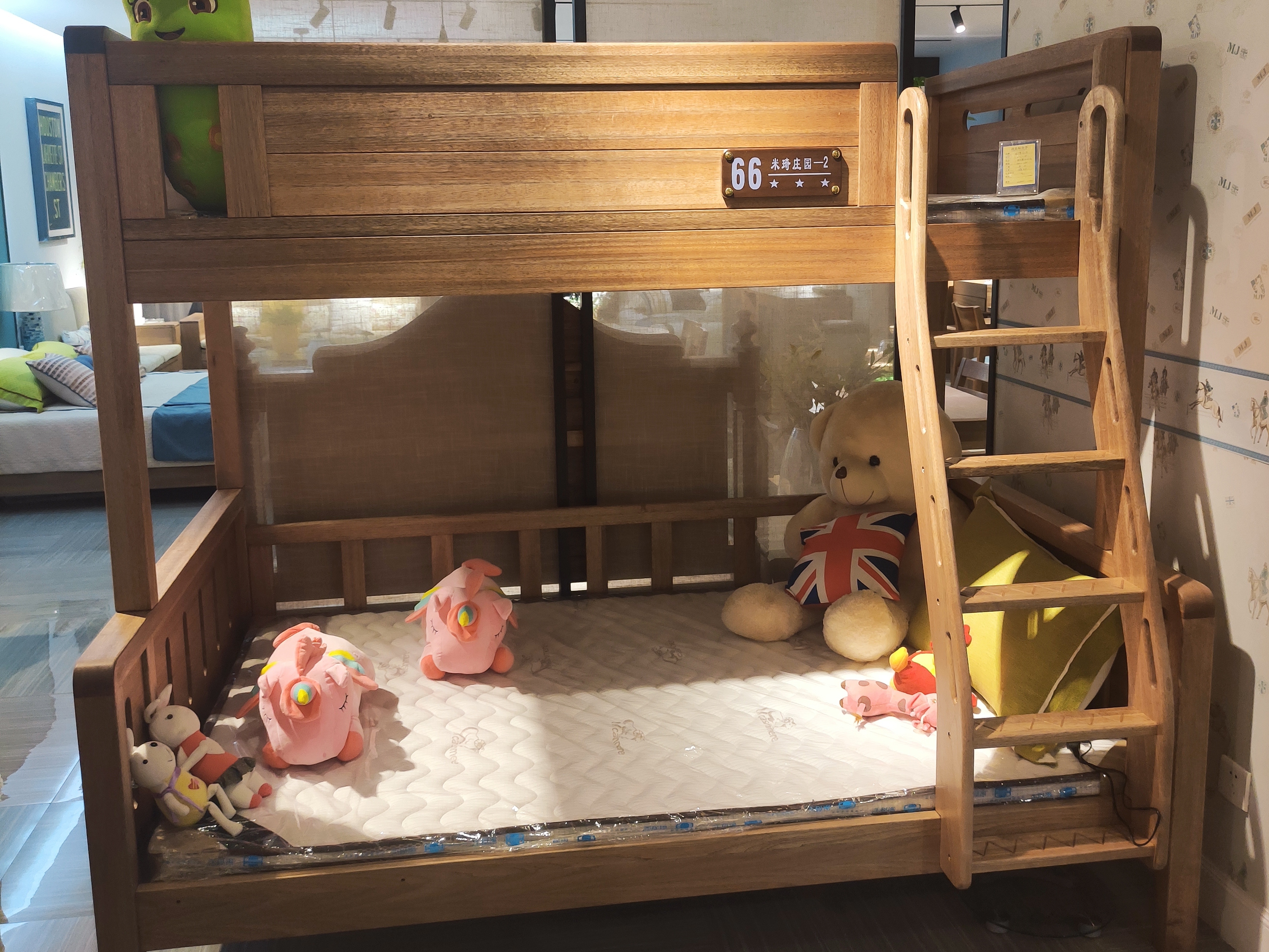 米琦庄园檀丝木木蜡油无油漆儿童家具子母床上下床实木床129