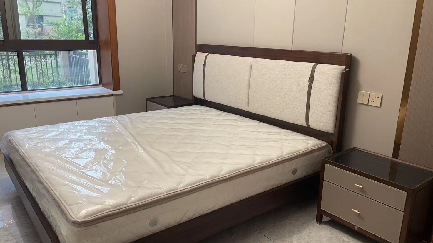 阅界新中式家具紫檀新中式卧室床YS008床