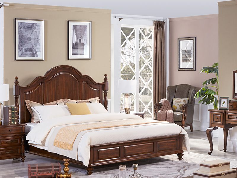 威灵顿家具美式卧室床简美轻奢实木床美式简约别墅床现代卧室双人床