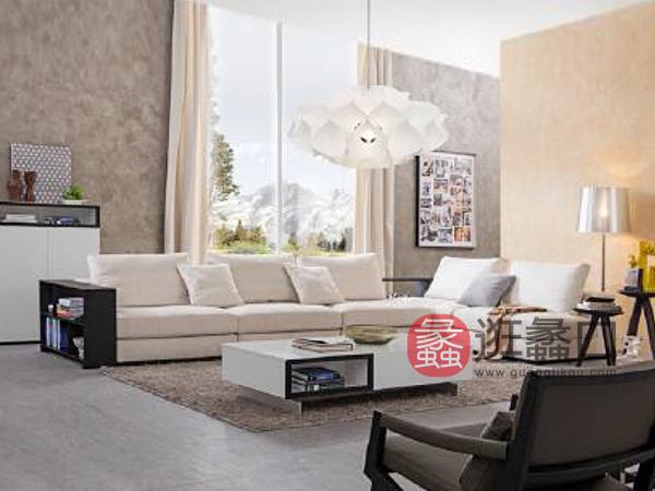 美迪家具·碳化系列现代简约客厅橡木布艺转角沙发v1720/茶几VK-1609A
