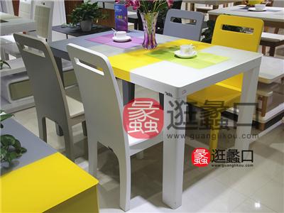 蠡口家具城 广州·美一家现代简约餐厅白色餐桌椅（一桌四椅）