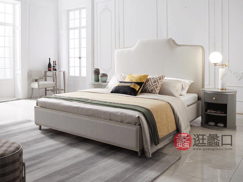 莫兰廸轻奢家具轻奢卧室床轻奢新美式实木床布艺床8529床