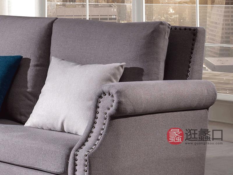 沃斯堡家具轻奢客厅沙发轻奢美式实木麻布沙发客厅布艺沙发布艺组合沙发S603-A沙发