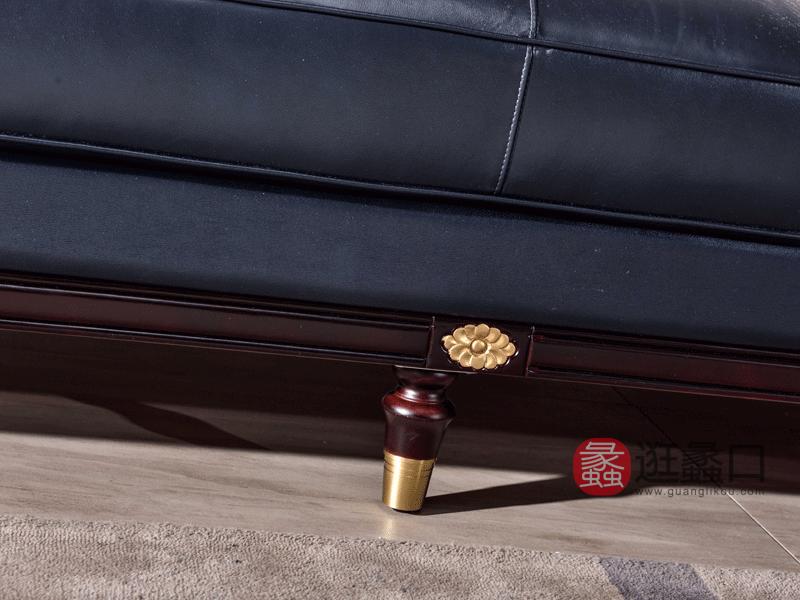 沃斯堡家具轻奢客厅沙发轻奢美式牛皮沙发真皮沙发客厅沙发组合S623-A沙发