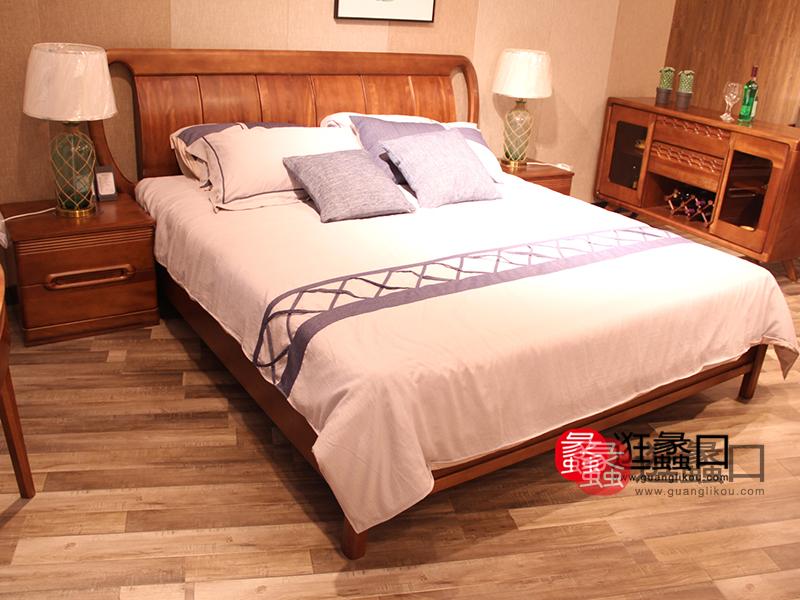 俞木匠家具中式卧室双人大床/床头柜