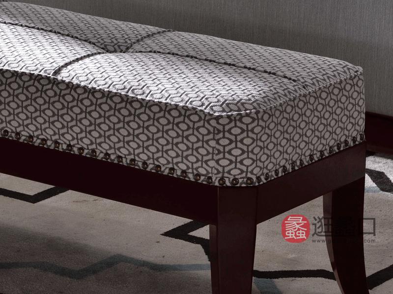 沃斯堡家具美式卧室床尾凳美式床尾凳布艺床尾凳卧室床尾凳1号床尾凳