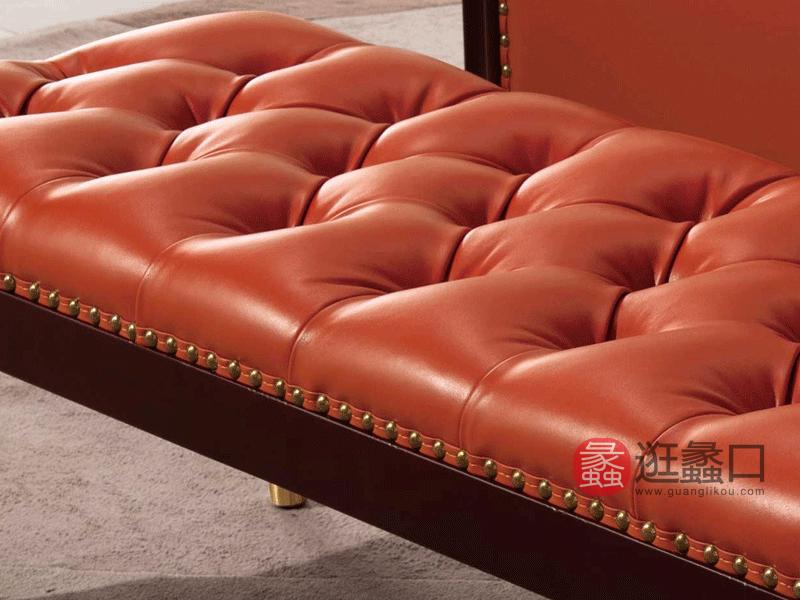 沃斯堡家具美式卧室床尾凳美式床尾凳实木床尾凳卧室皮床尾凳5号床尾凳