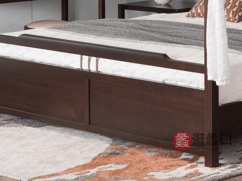斯可馨家居新中式卧室床新中式实木床卧室床实木优雅双人框架床012