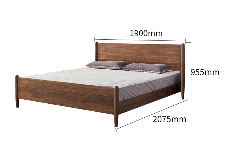 PC020北欧实木床1.8米双人床1.5米 北美进口黑胡桃木床 现代简约实木环保卧室家具实木床原木家具