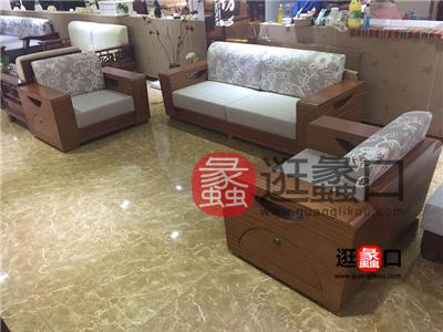 江南木坊家具中式古典客厅实木布艺软包沙发组合