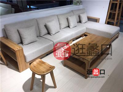 伟雅达家具新中式客厅实木布艺软包沙发组合/茶几