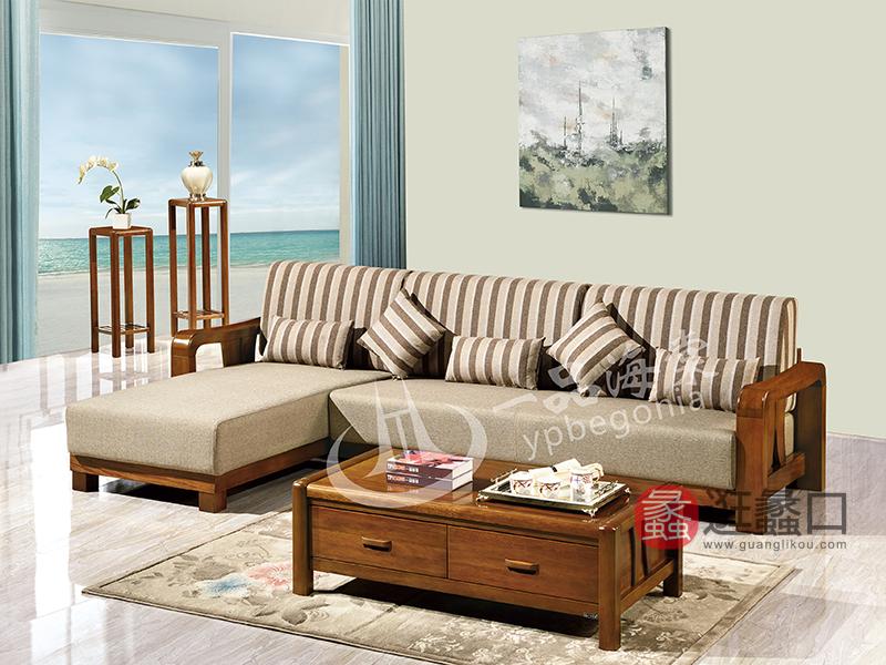 君诺家居·一品海棠家具实木中式客厅沙发808沙发