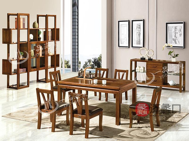 君诺家居·一品海棠家具实木中式餐厅餐桌椅808茶具台